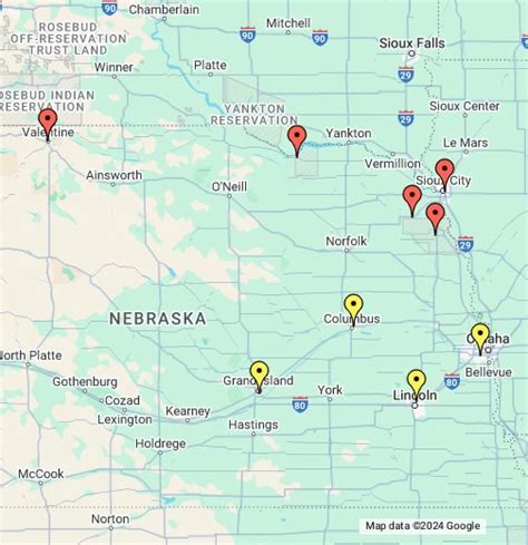 Nebraska casinos map